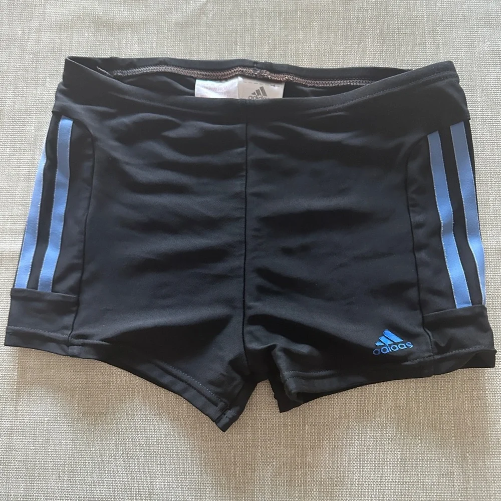 Adidas Kids 3-Stripe Swim/Training Shorts – Black & Blue (Size 11–12Y / 152)